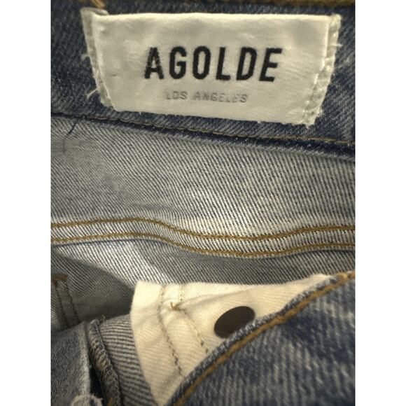 *Altered* Agolde Riley High Rise Straight Crop Distressed Denim Jeans 26" Waist - Picture 5 of 11